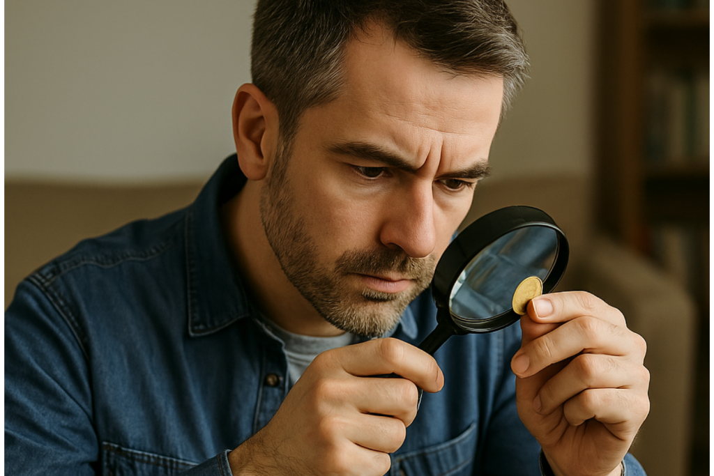 Man Inspecting Gold Coin - Coinnotes News